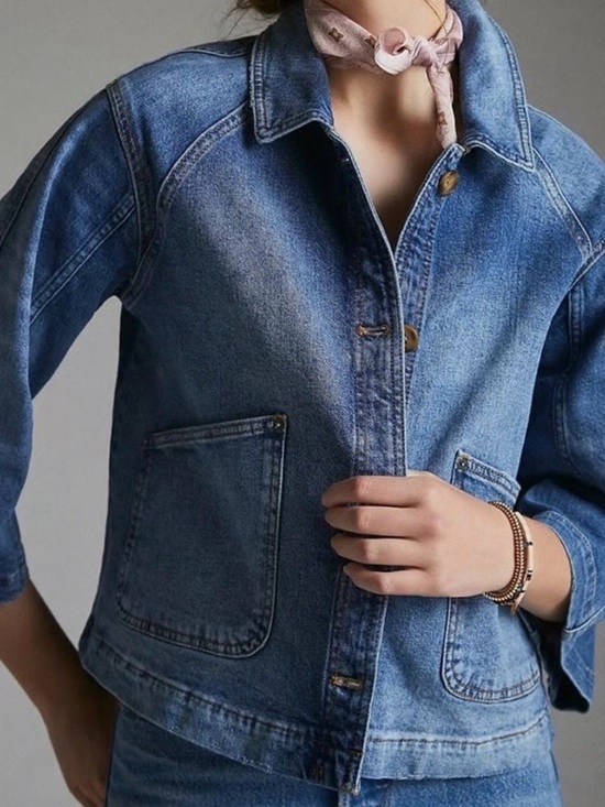 Anthropologie Jackets & Blazers - Anthropologie Pilcro boxy light blue denim jacket Minimalist classic spring M